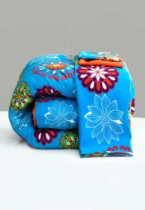 1 PC Single Comforter-15002Turquoise Flower