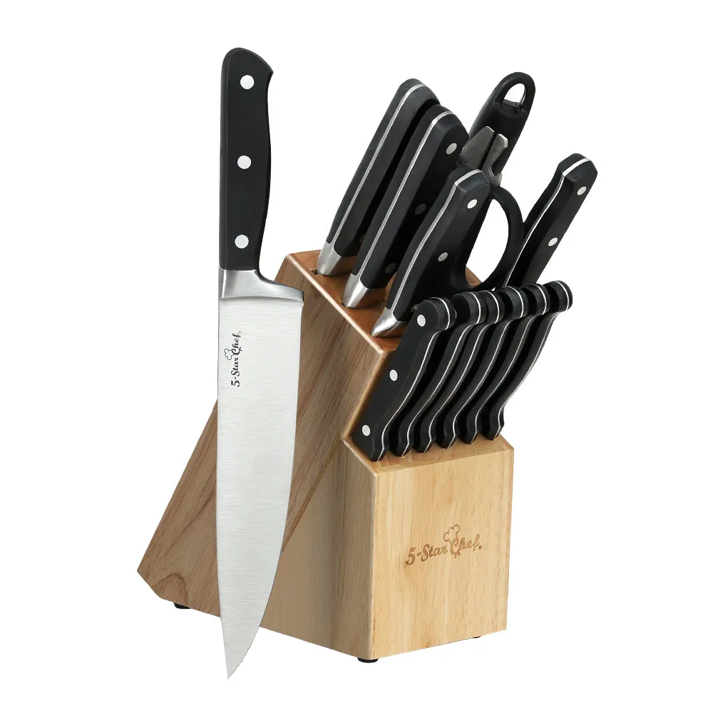 14PCS Non-stick Stainless Steel Kitchen Knife Set with Sharpener