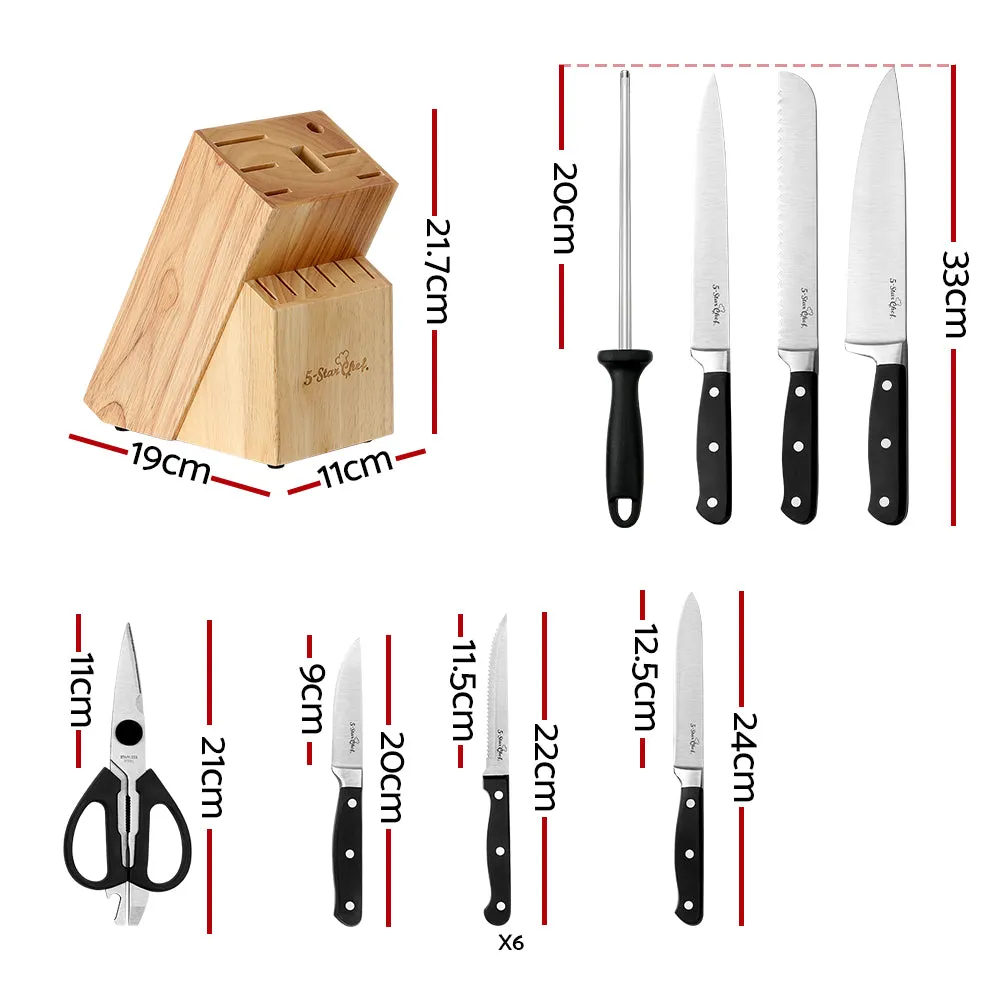 14PCS Non-stick Stainless Steel Kitchen Knife Set with Sharpener