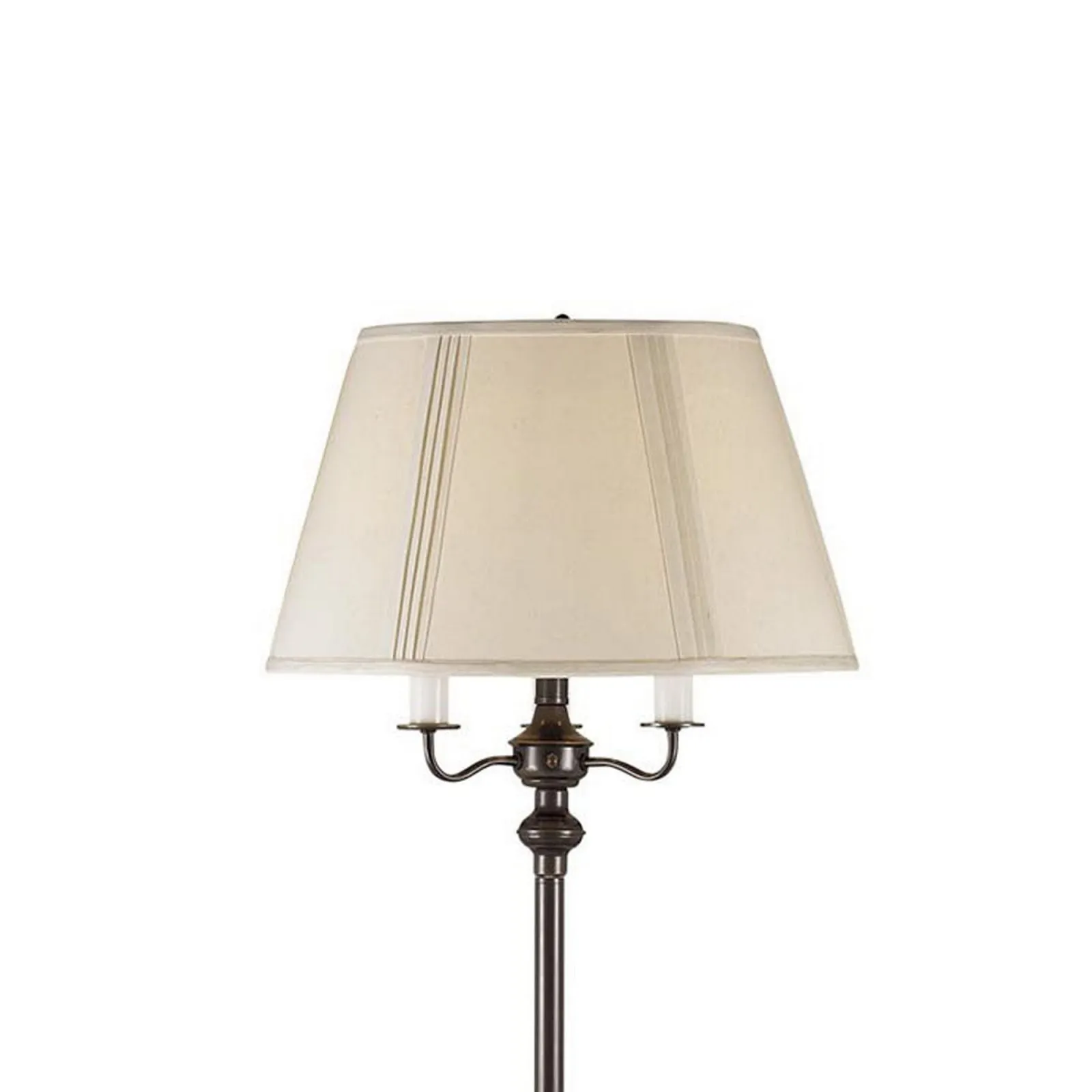 150 Watt 6 Way Metal Floor Lamp With Fabric Tapered Shade, Bronze By Benzara