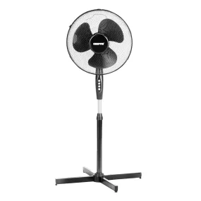 16-Inch Black Adjustable Pedestal Fan With Oscillation