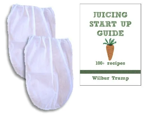 2 Fine Mesh Nut Milk Jelly Strainer Bags (1 Gal) XL Extra Large   Juicing and Sprouting eBook "Juicing Start Up Guide"