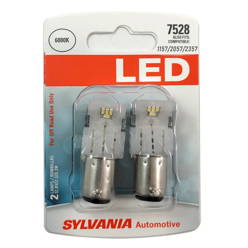 2-PK SYLVANIA 2057 White LED Automotive Bulb