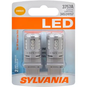 2-PK SYLVANIA 3757 PY27/7W Amber LED Automotive Bulb