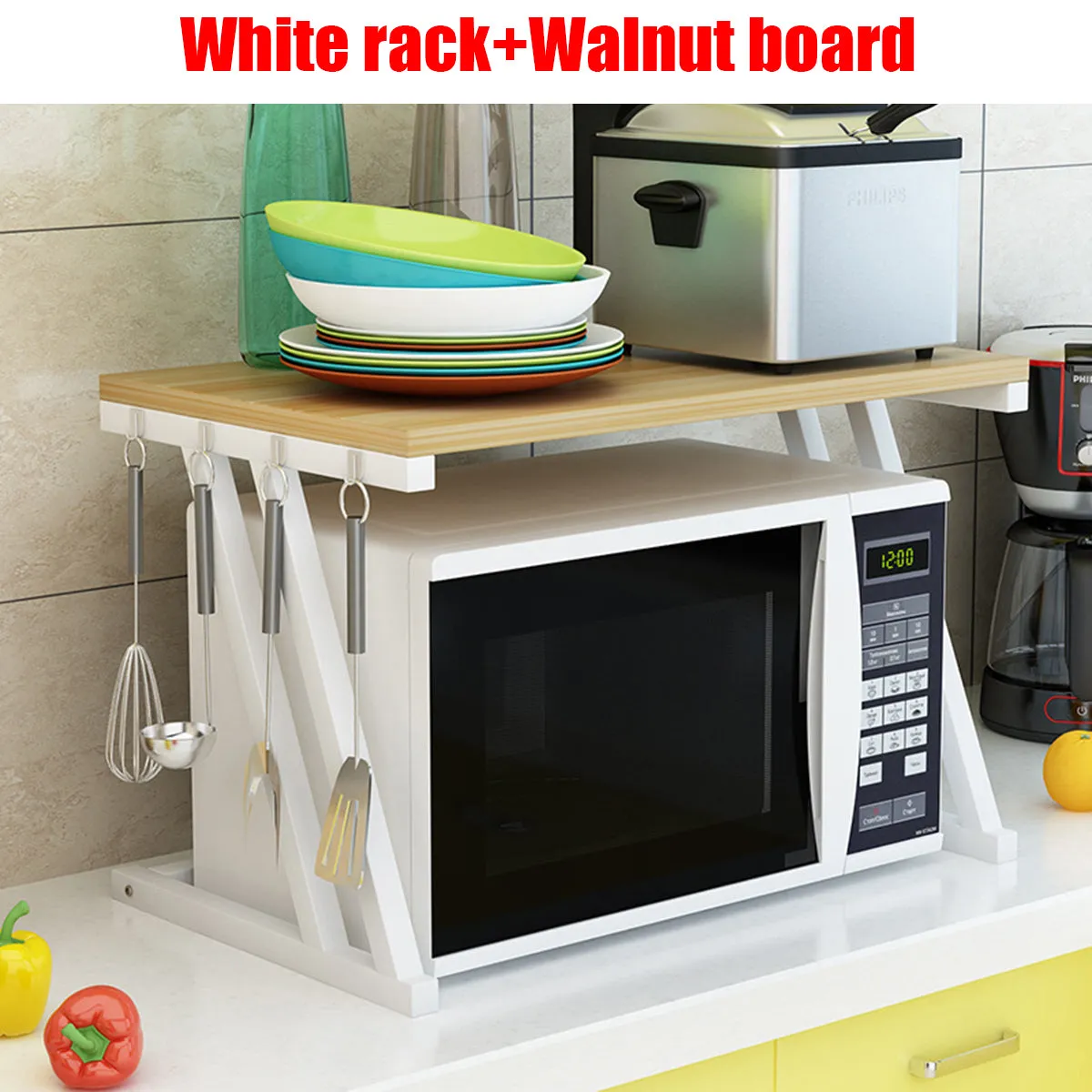 2 Tier Kitchen Baker Rack Microwave Oven Stand Storage Cart Workstation Shelf Desktop Organizer