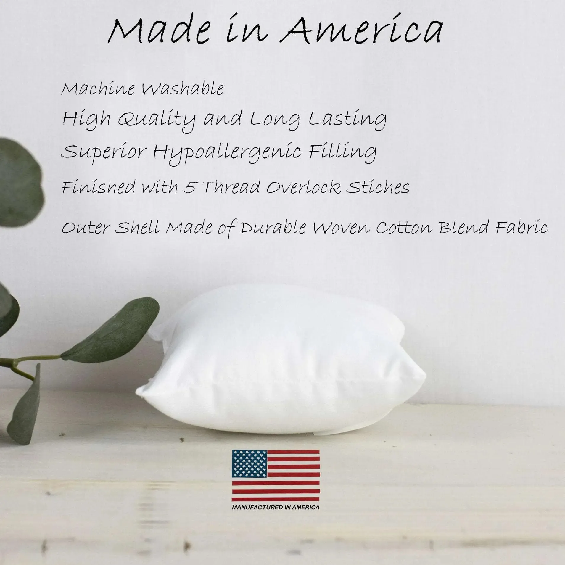 22x22 | Indoor Outdoor Hypoallergenic Polyester Pillow Insert | Quality Insert | Pillow Inners | Throw Pillow Insert | Square Pillow Inserts