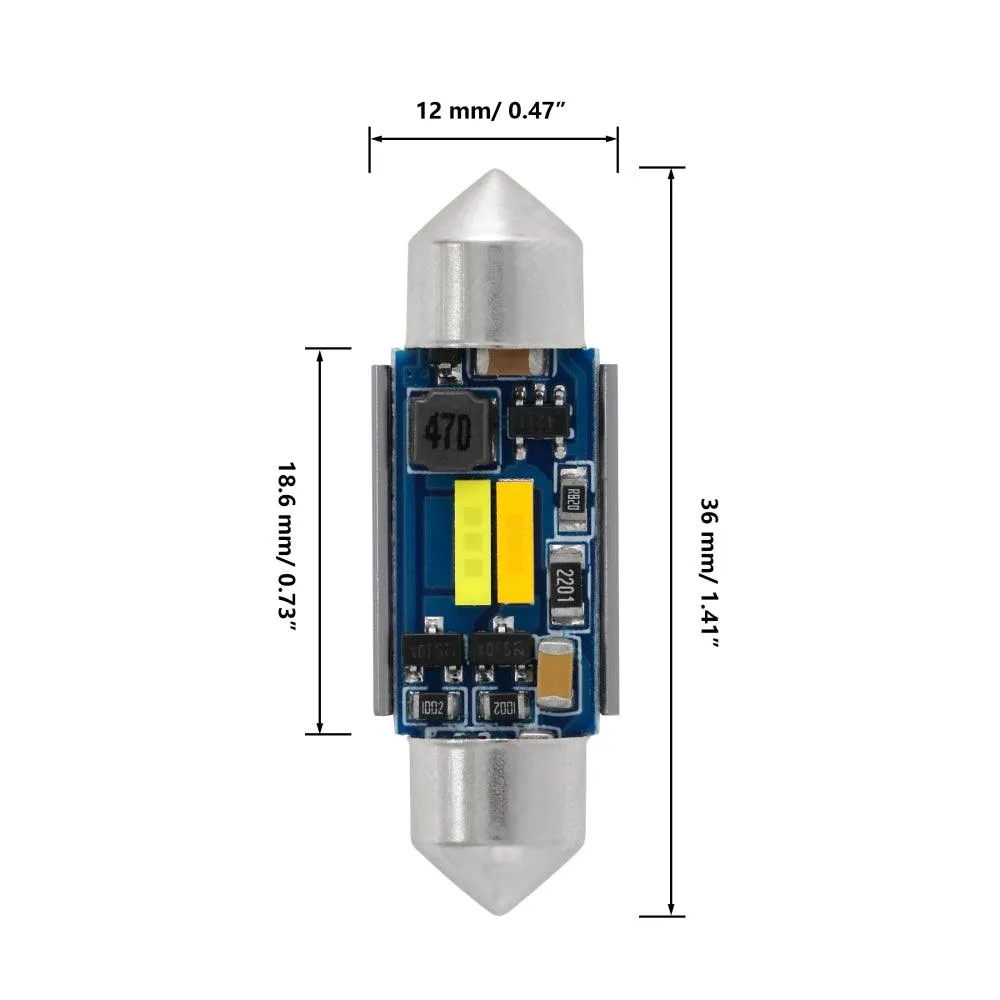 🆕(2pcs/set) Dual Color Switchback 36MM DE3174 3425 6461 11005 12854 1.42" 1860CSP 6500K Cool White& 5000K Natural White LED Festoon Canbus For Interior Dome Map License Plate Bulbs