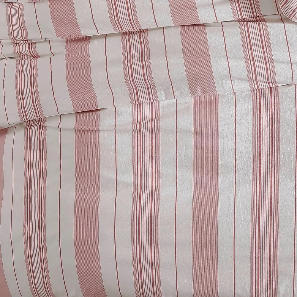 3 Piece Queen Comforter Set with Vertical Stripes Pattern, White and Pink By Casagear Home