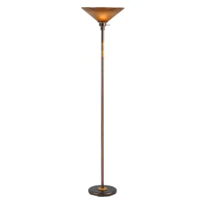 3 Way Torchiere Floor Lamp with Frosted Glass shade and Stable Base, Bronze By Casagear Home