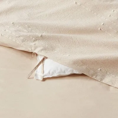 3pc Full/Queen Clipped Linework Duvet & Sham Set Khaki - Threshold