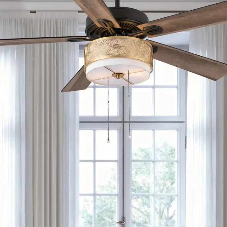 52"W Dorothy Gold Ceiling Fan with Light Kit