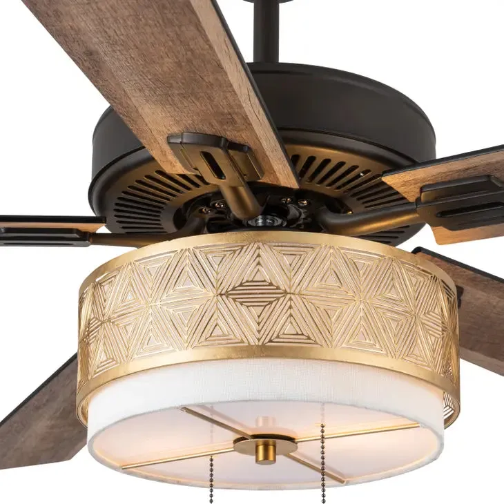 52"W Dorothy Gold Ceiling Fan with Light Kit