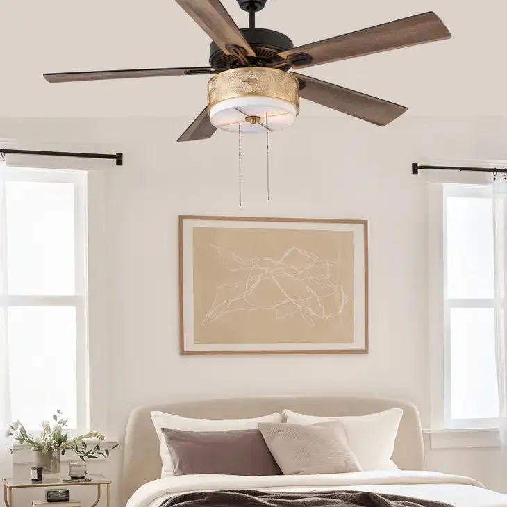 52"W Dorothy Gold Ceiling Fan with Light Kit