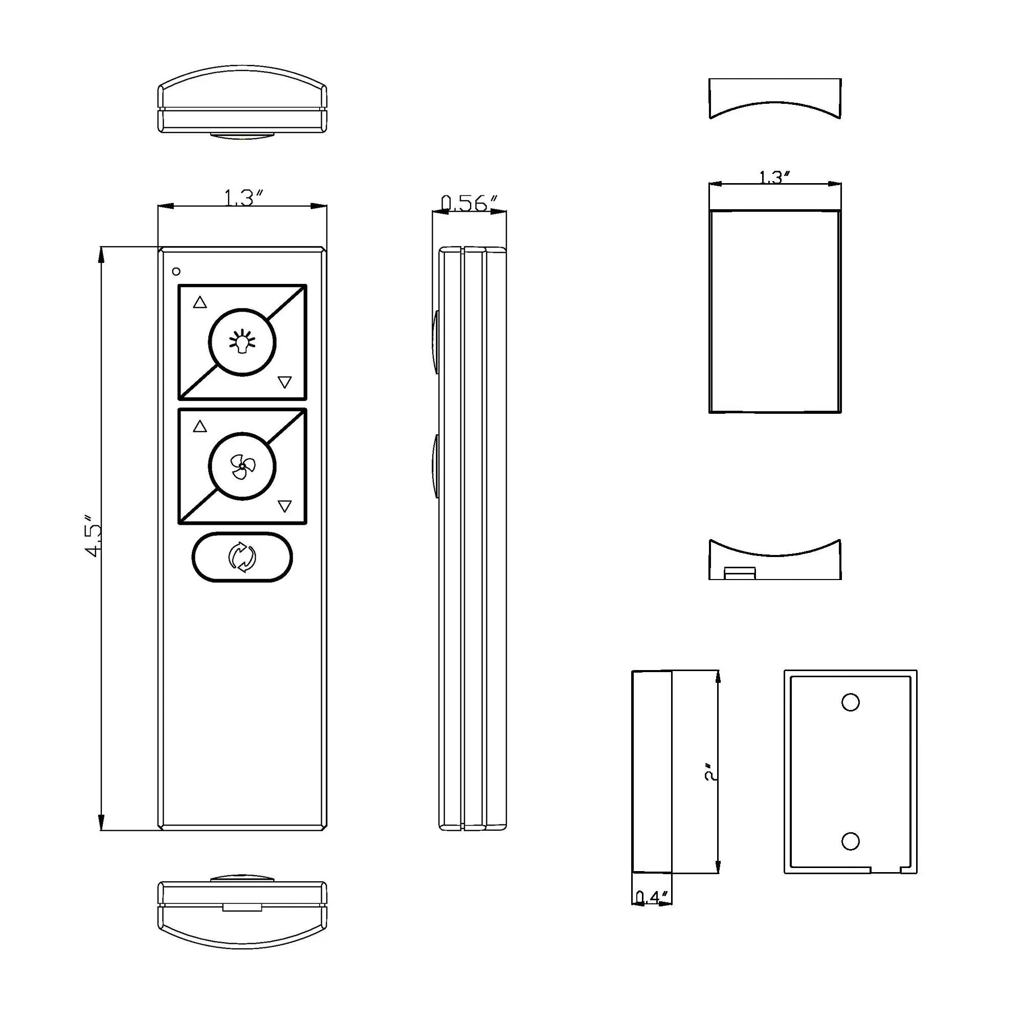 6-Speed Ceiling Fan Wireless Bluetooth Remote Control with Wall Cradle