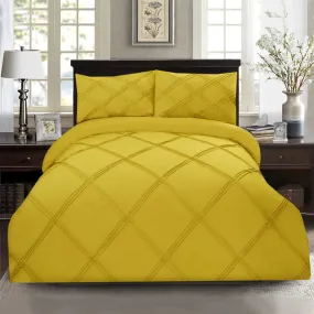 8 Pcs 3 Row Cross Pleated Duvet Set - Yellow