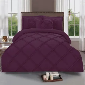 8 Pcs Ruffled Cross Pleated Duvet Set Violet