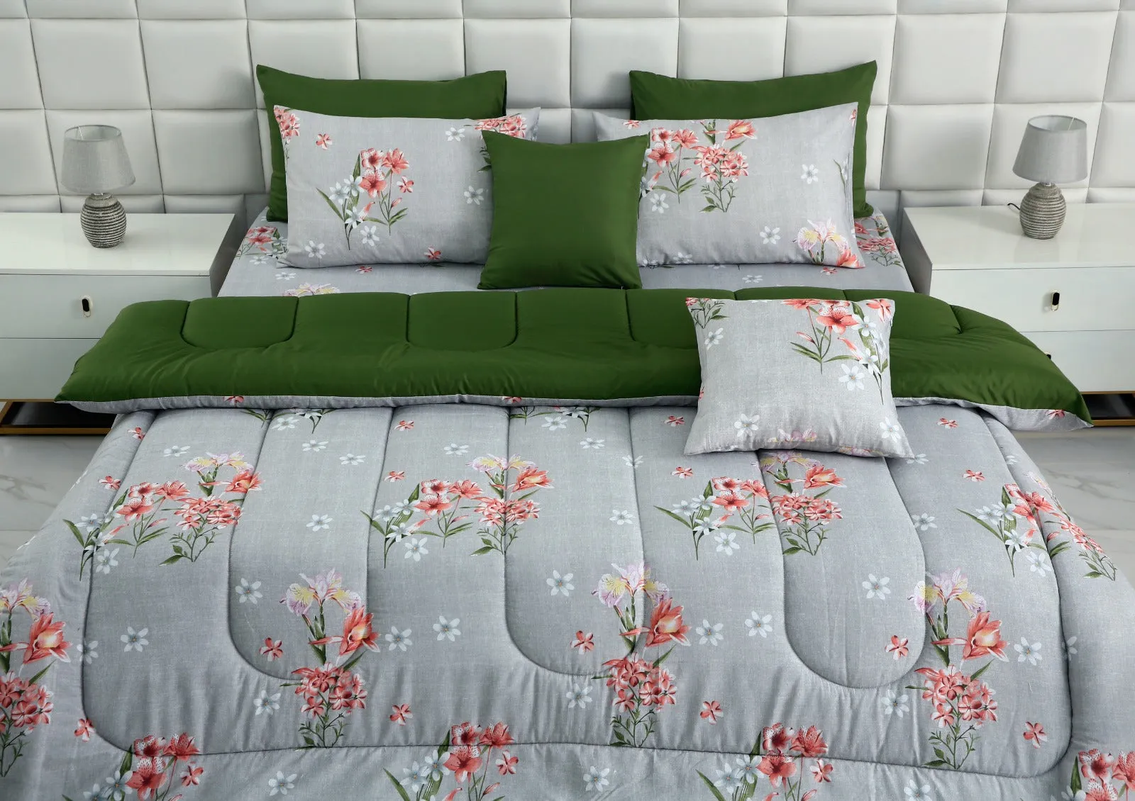 8 PCs Winter Comforter Set- Camellia