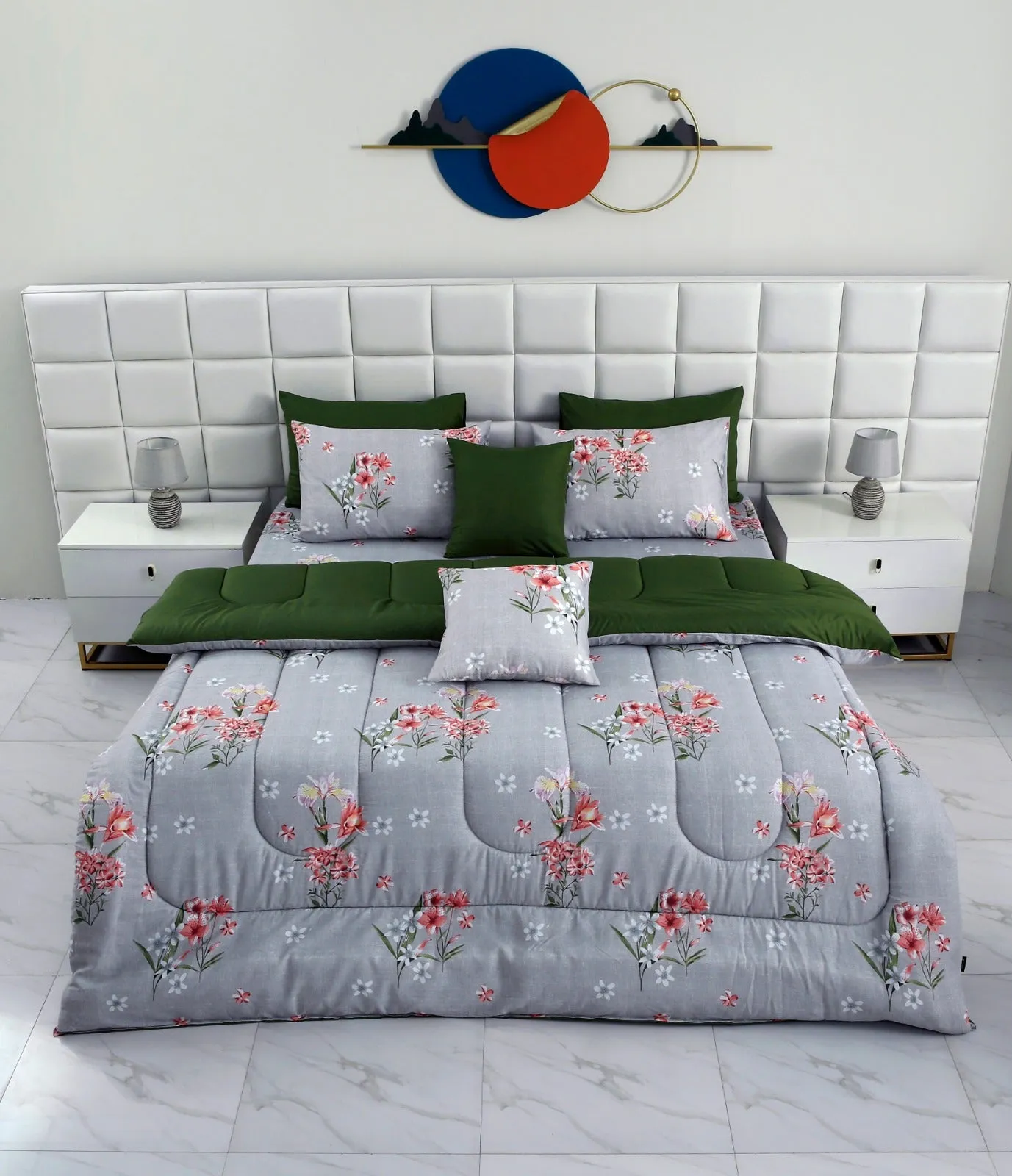 8 PCs Winter Comforter Set- Camellia