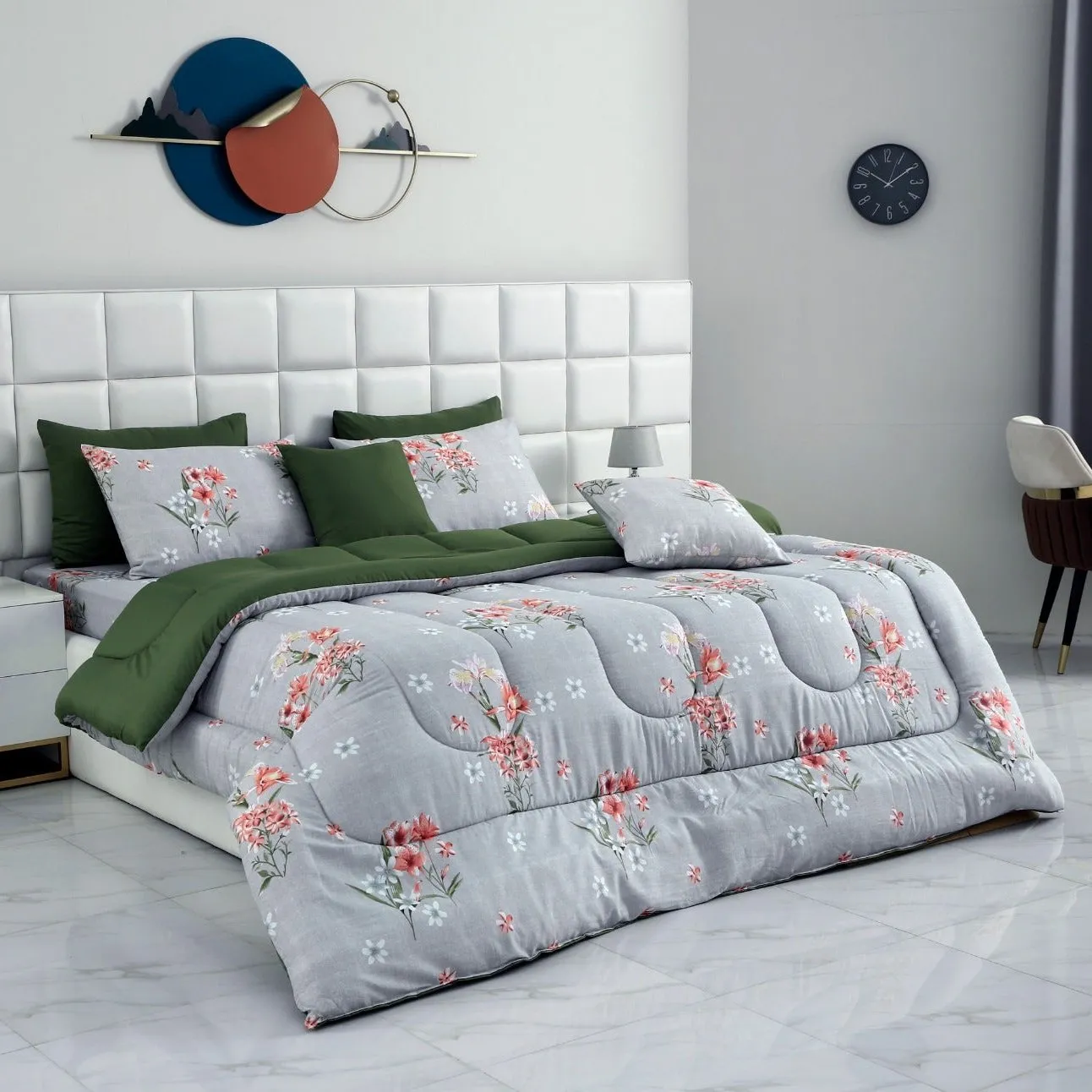 8 PCs Winter Comforter Set- Camellia