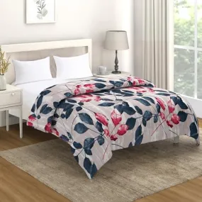 AC Comforter and Bedding Set for Double Bed, Dusty Pink Leaves