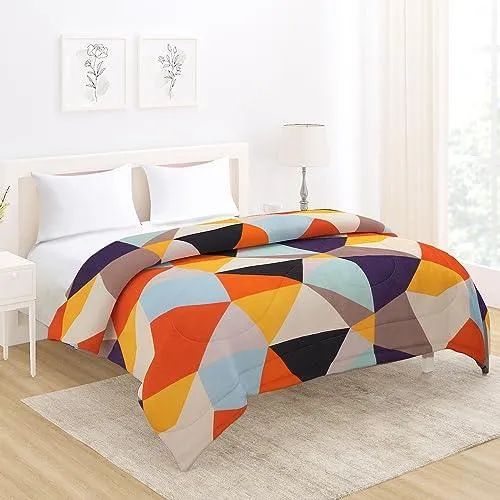 AC Comforter and Bedding Set for Double Bed, Multicolor Abstract Geometric