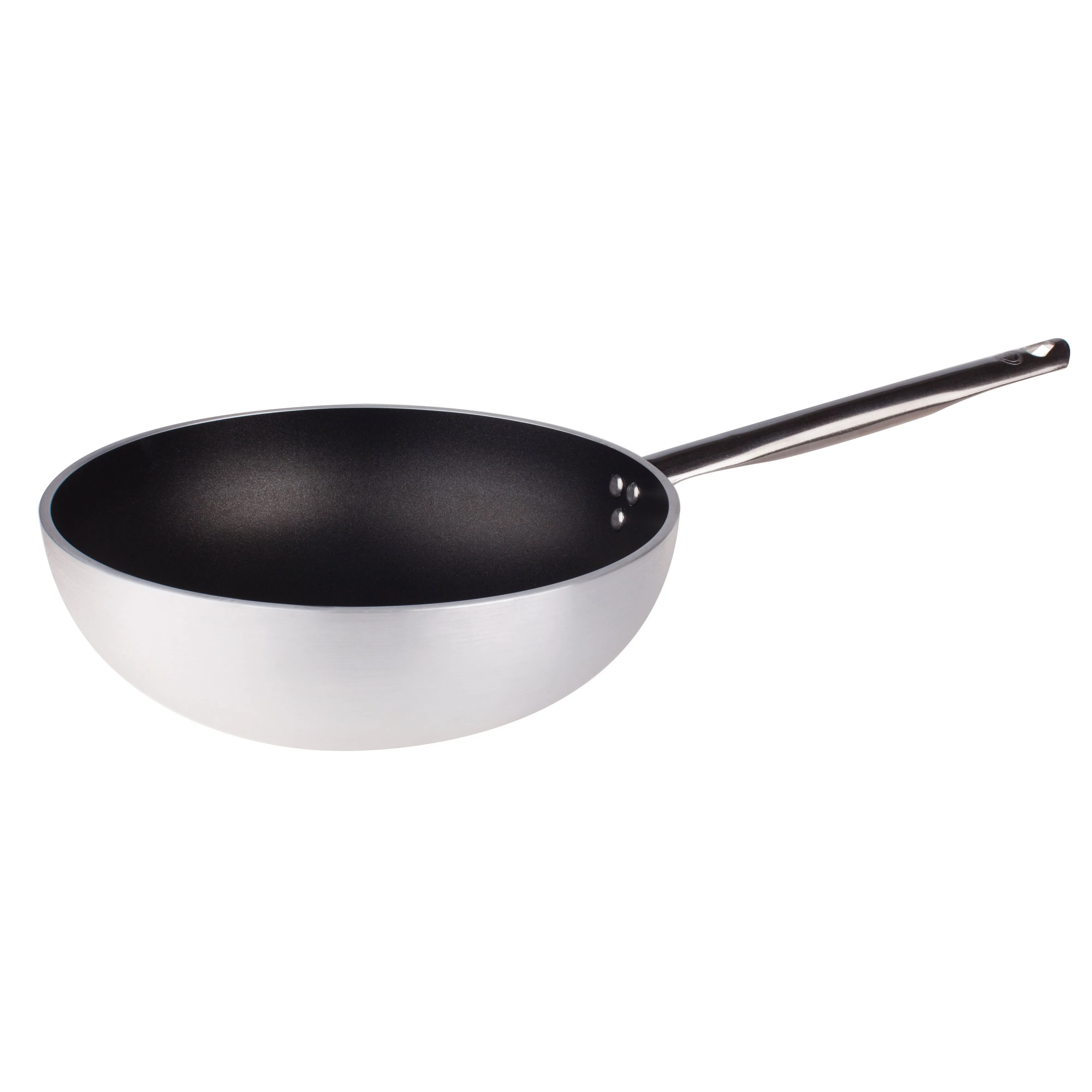 Agnelli Aluminum 5mm Nonstick Wok With Flat Bottom & Stainless Steel Handle, 11-Inches