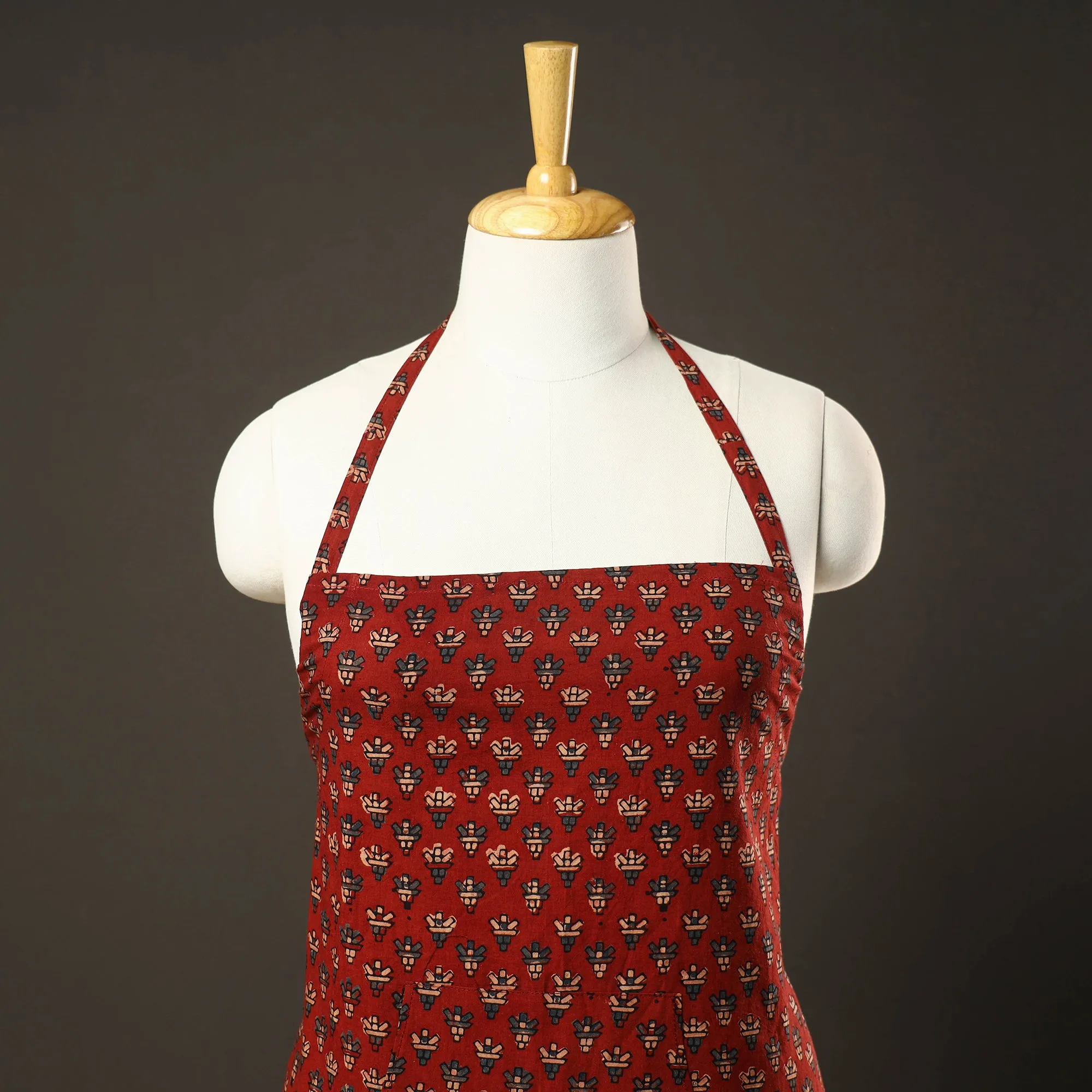 Ajrakh Block Printed Cotton Apron with Pocket 12