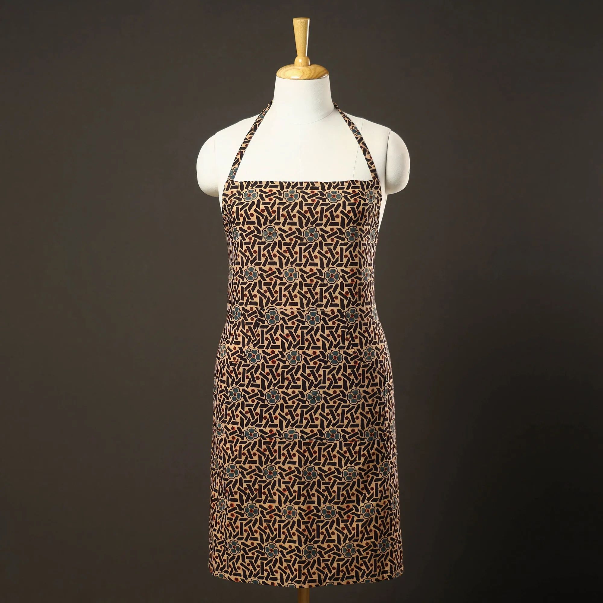 Ajrakh Block Printed Cotton Apron with Pocket 20