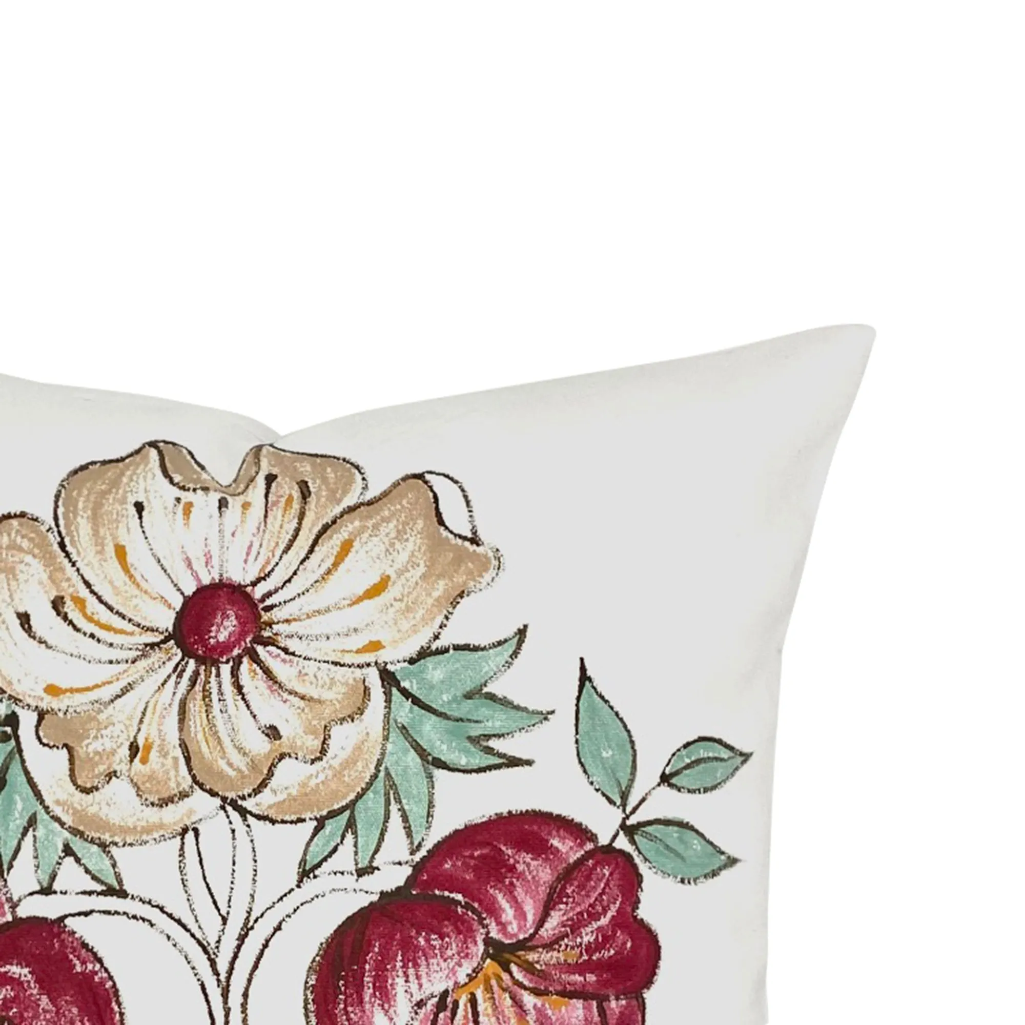 Artisan Floral Hand-Painted Throw Pillow Cover 18x18