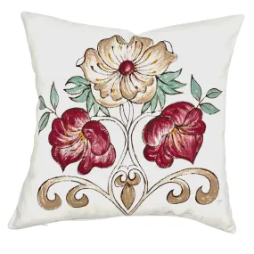 Artisan Floral Hand-Painted Throw Pillow Cover 18x18