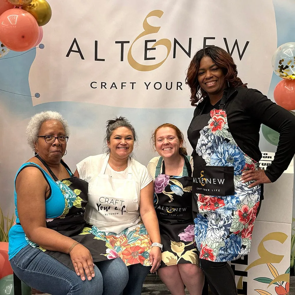 Artsy Apron: Red & Blue Billowing Peonies - Black