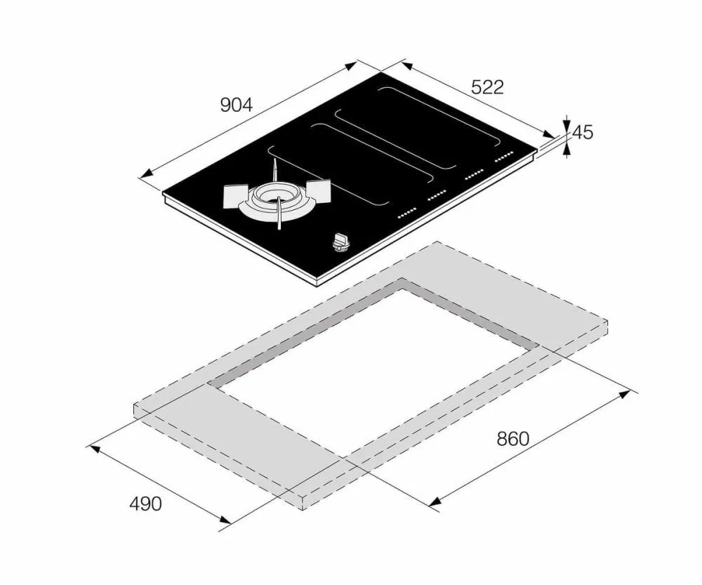 ASKO HIG1995AB 93cm Induction Hob - Black Glass