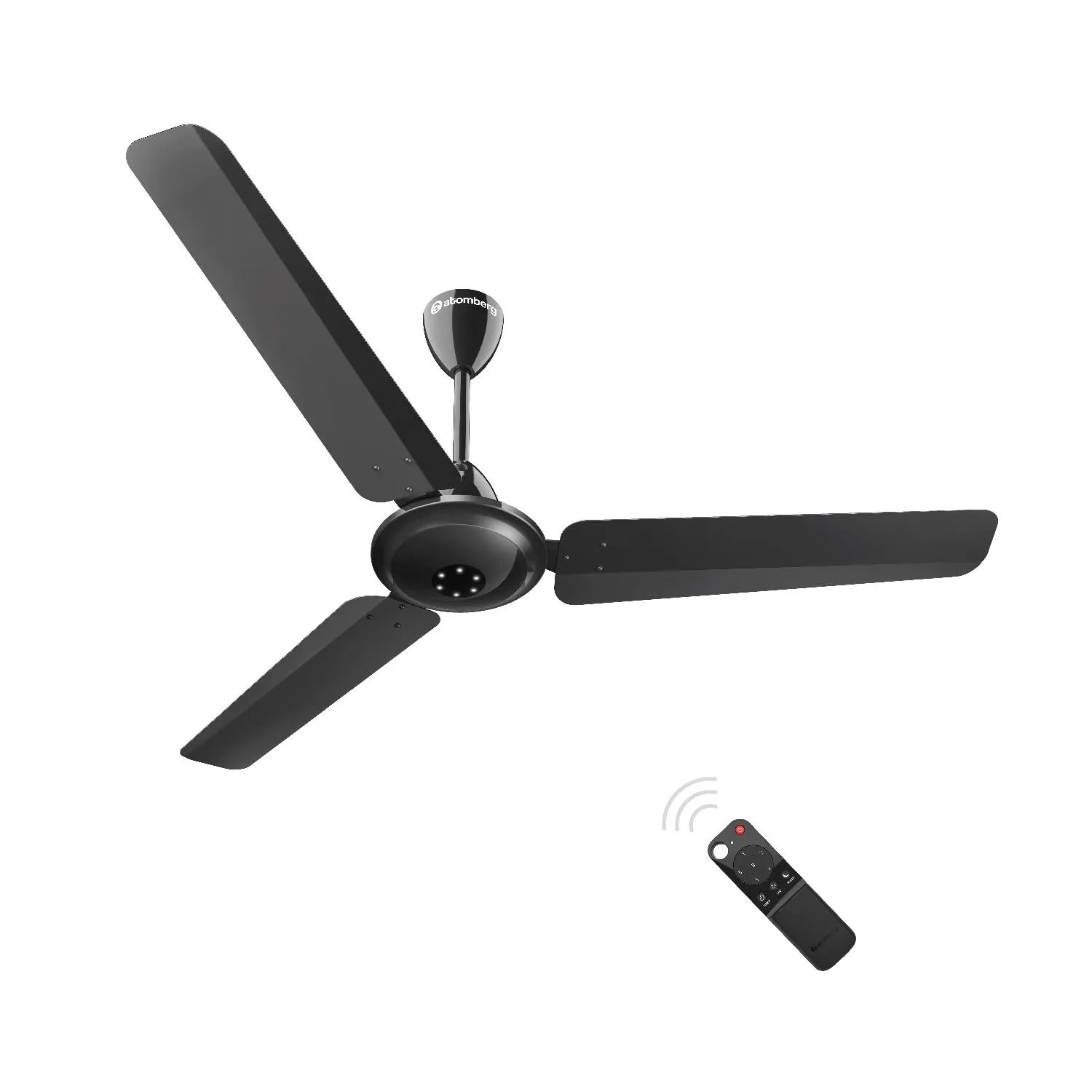 atomberg Efficio Alpha 1200mm BLDC Motor 5 Star Rated Classic Ceiling Fans with Remote Control | High Air Delivery Fan with LED Indicators | Upto 65% Energy Saving | 1 1 Year Warranty (Black)