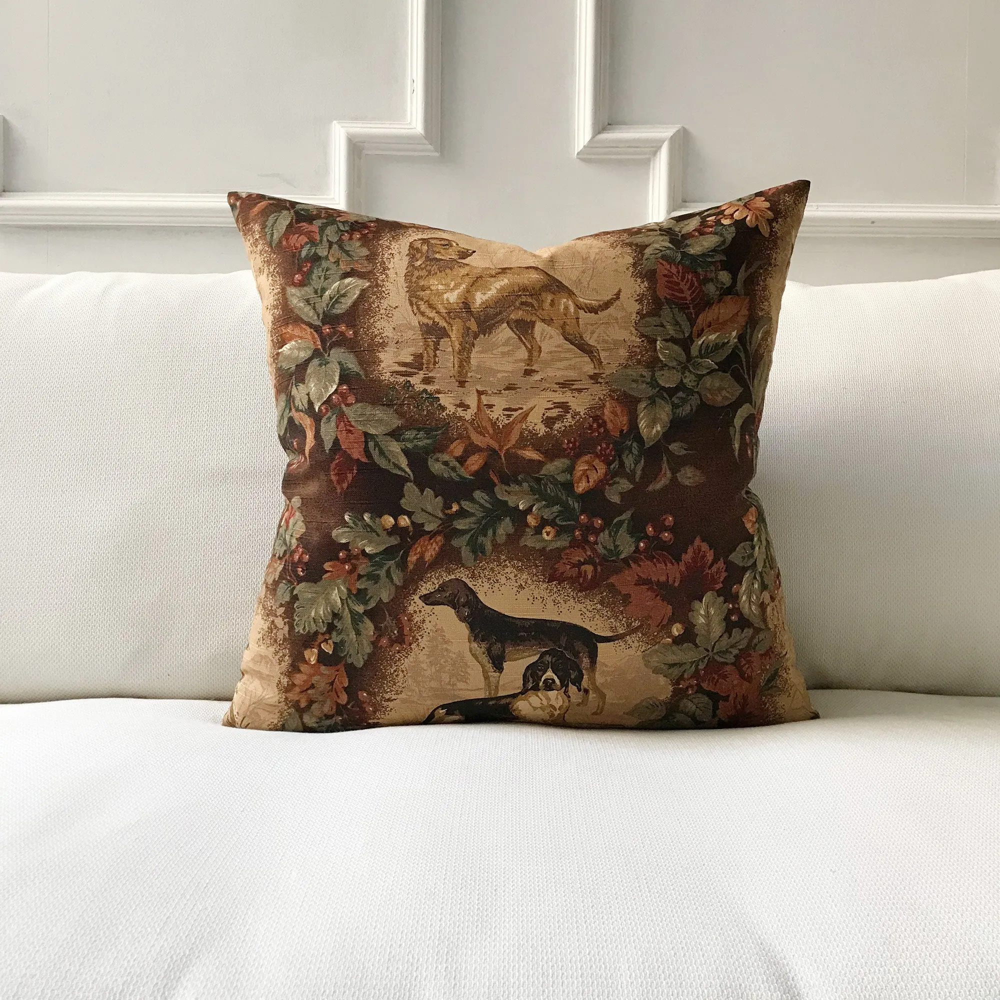 Autumnal Dog Throw Pillow Cover 24x24