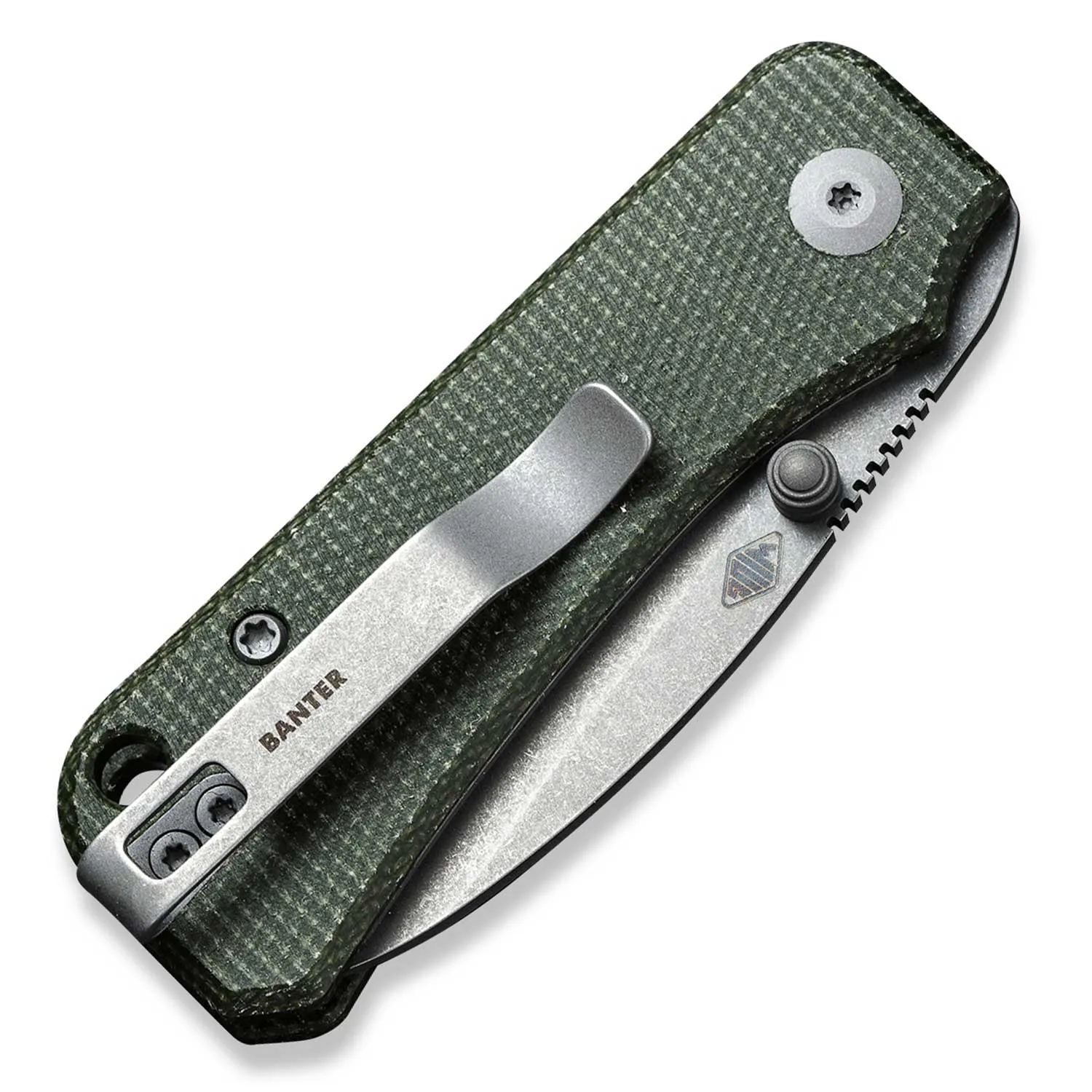 Baby Banter Pocket Knife - Green Micarta - Gray Stonewash Nitro V