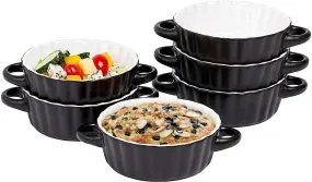 Bake And Serve - 10oz. Oven Safe Set Of 6 Ceramic Souffle Dishes, Round Double Handle