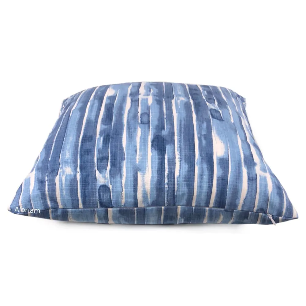 Balin White Blue Brush Stripes Pillow Cover