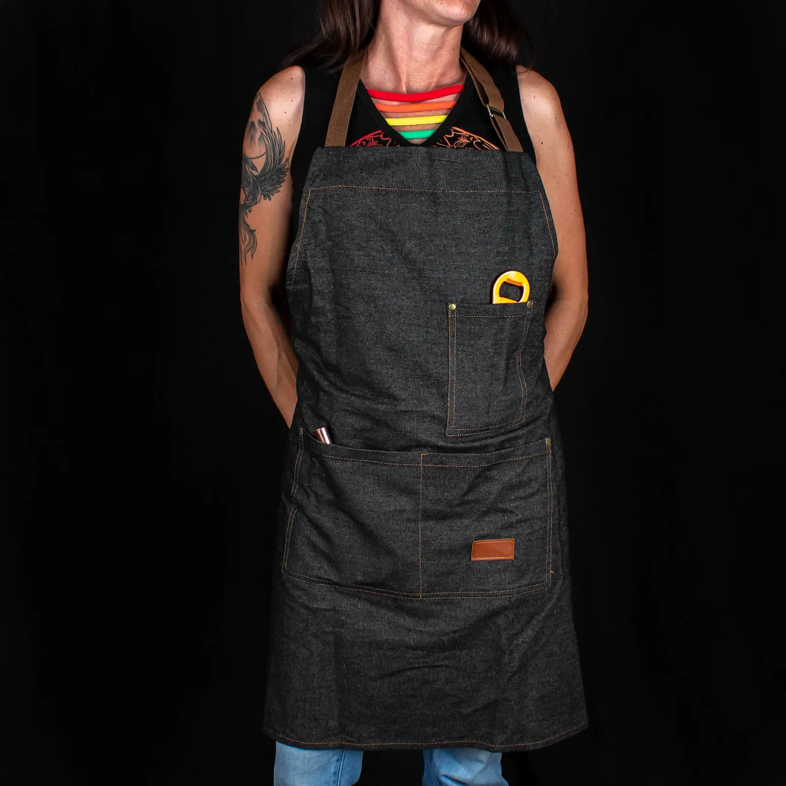 BarConic® Black Denim Apron With Adjustable Straps