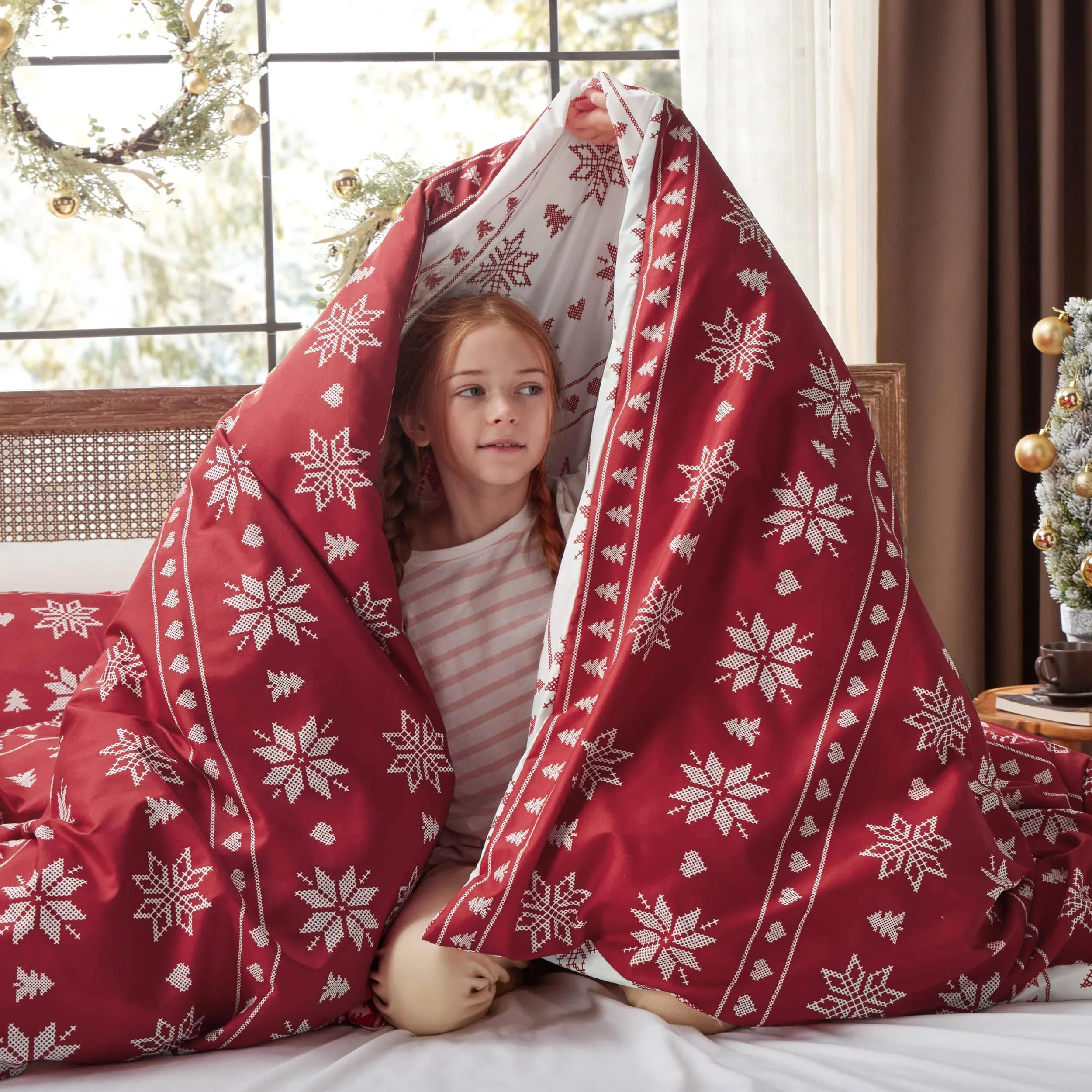 Bedsure Christmas Snowflake Duvet Cover Set