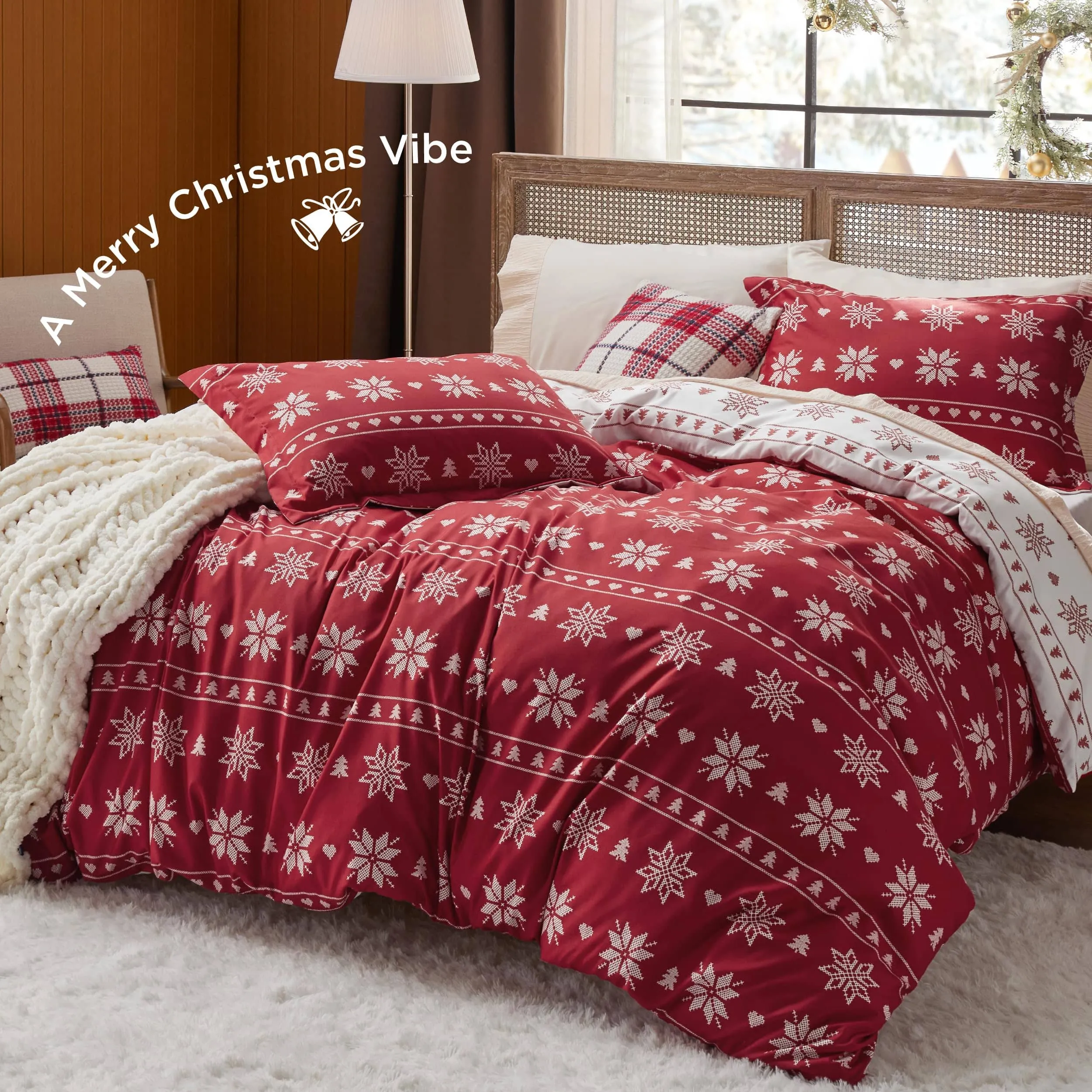 Bedsure Christmas Snowflake Duvet Cover Set