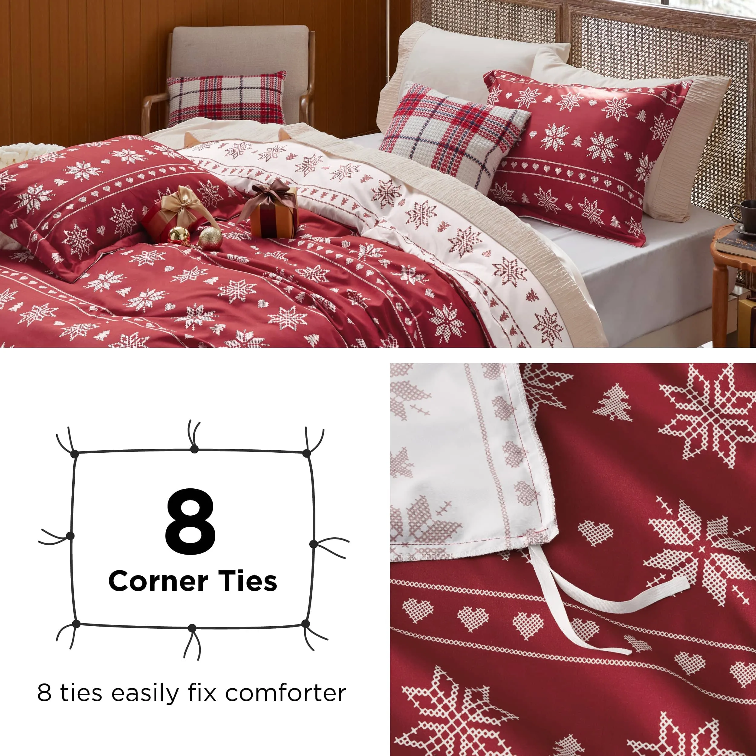 Bedsure Christmas Snowflake Duvet Cover Set