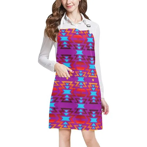 Big Pattern Fire Colors and Sky purple Apron