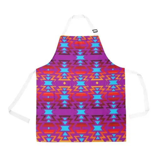 Big Pattern Fire Colors and Sky purple Apron