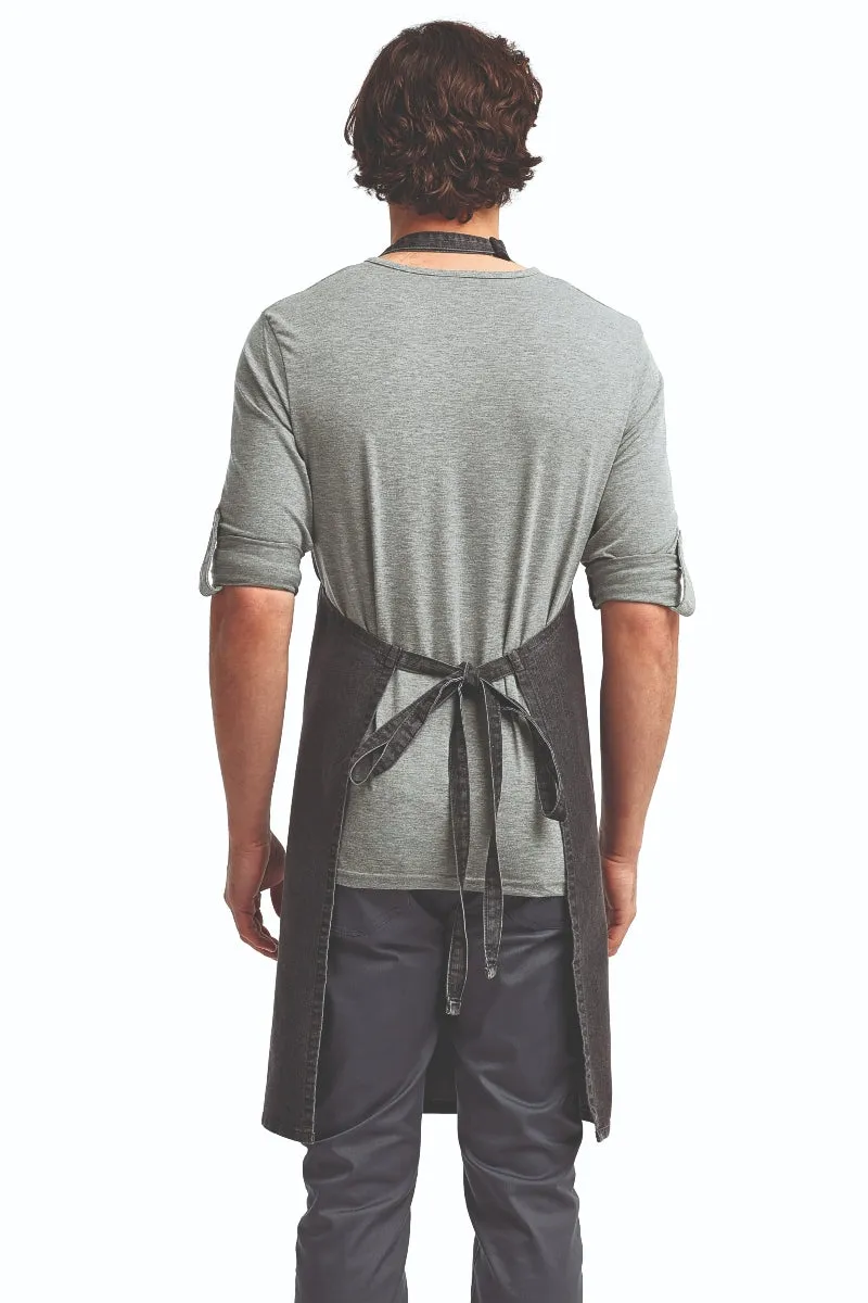 Black Denim Sustainable Bib Apron (No Pockets)