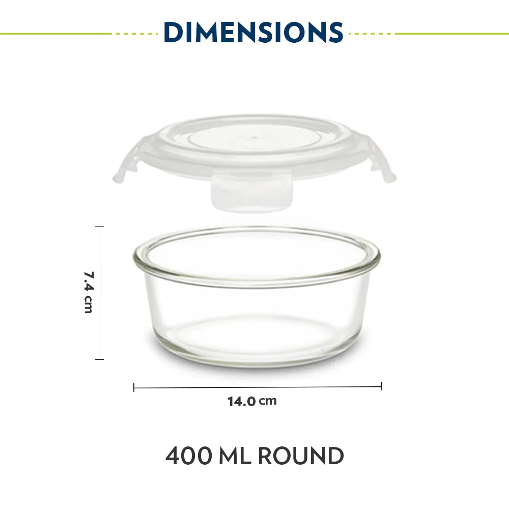 Borosil Pro Glass Lunchbox, Round x 3