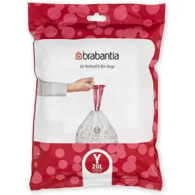 Brabantia Perfectfit Waste Bin Bags [Dispenser Pack 20 Bags] - 20 Litre - Code Y