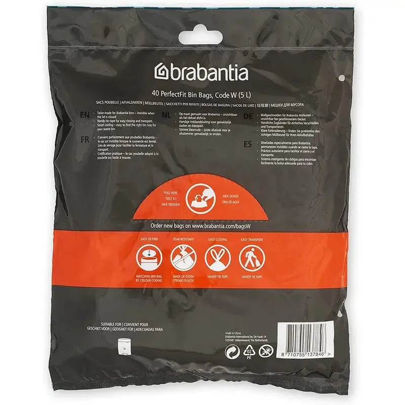 Brabantia Perfectfit Waste Bin Bags [Dispenser Pack 20 Bags] - 5 Litre - Code W