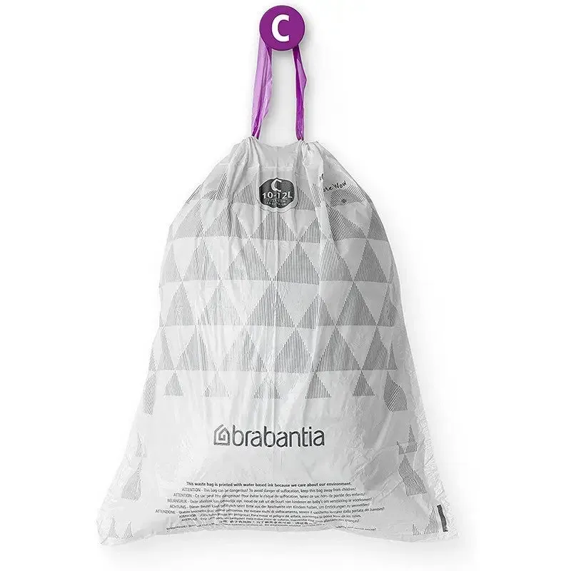 Brabantia Perfectfit Waste Bin Bags [Dispenser Pack 40 Bags] - 10-12 Litre - Code C