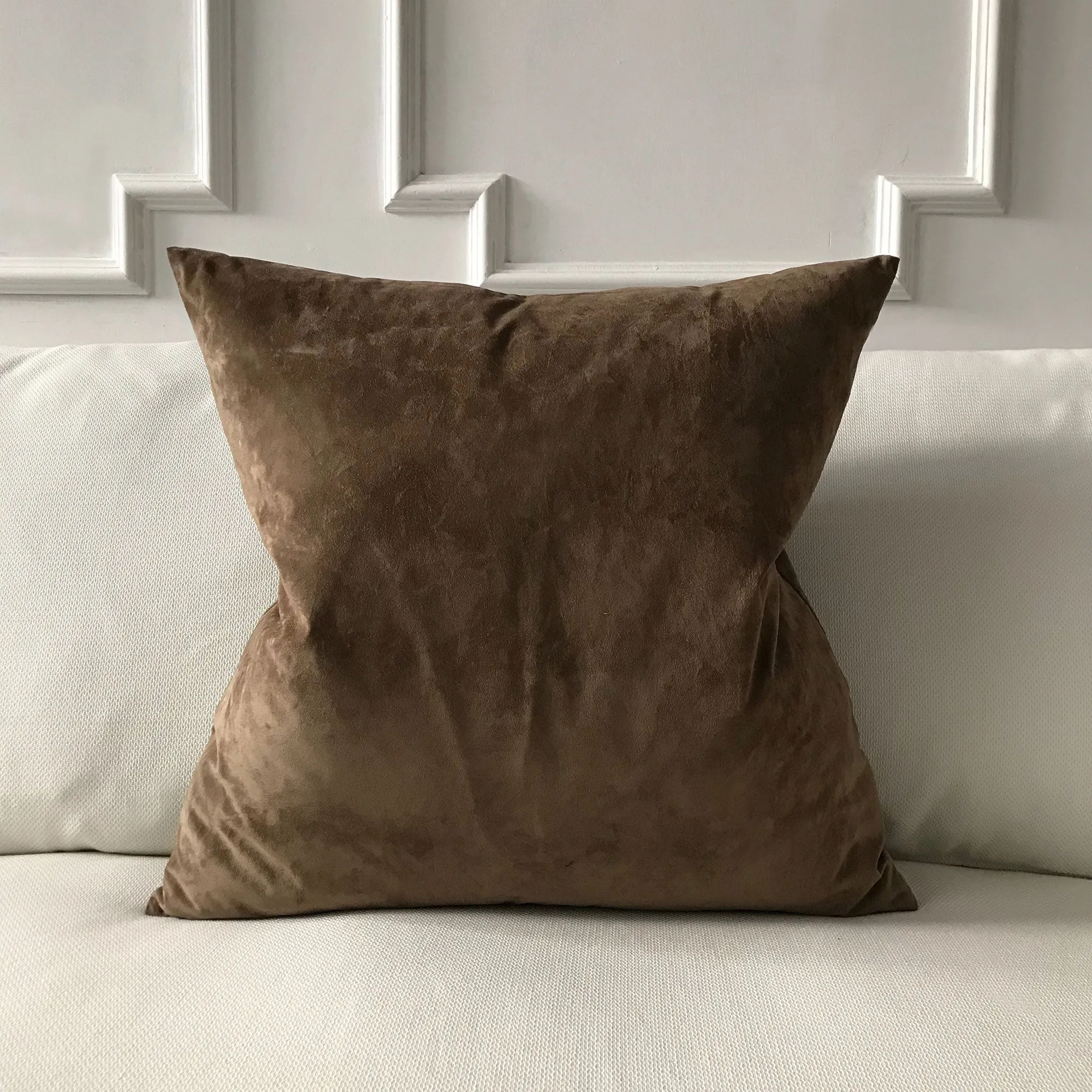 Brown Velvet Throw Pillow Cover 22x22