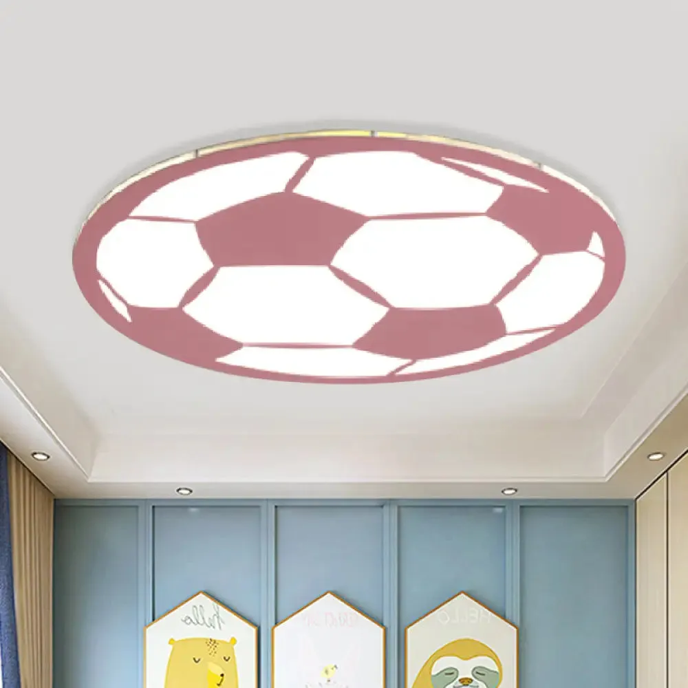 Cartoon Football LED Flush Ceiling Light for Nursery - White/Black/Pink